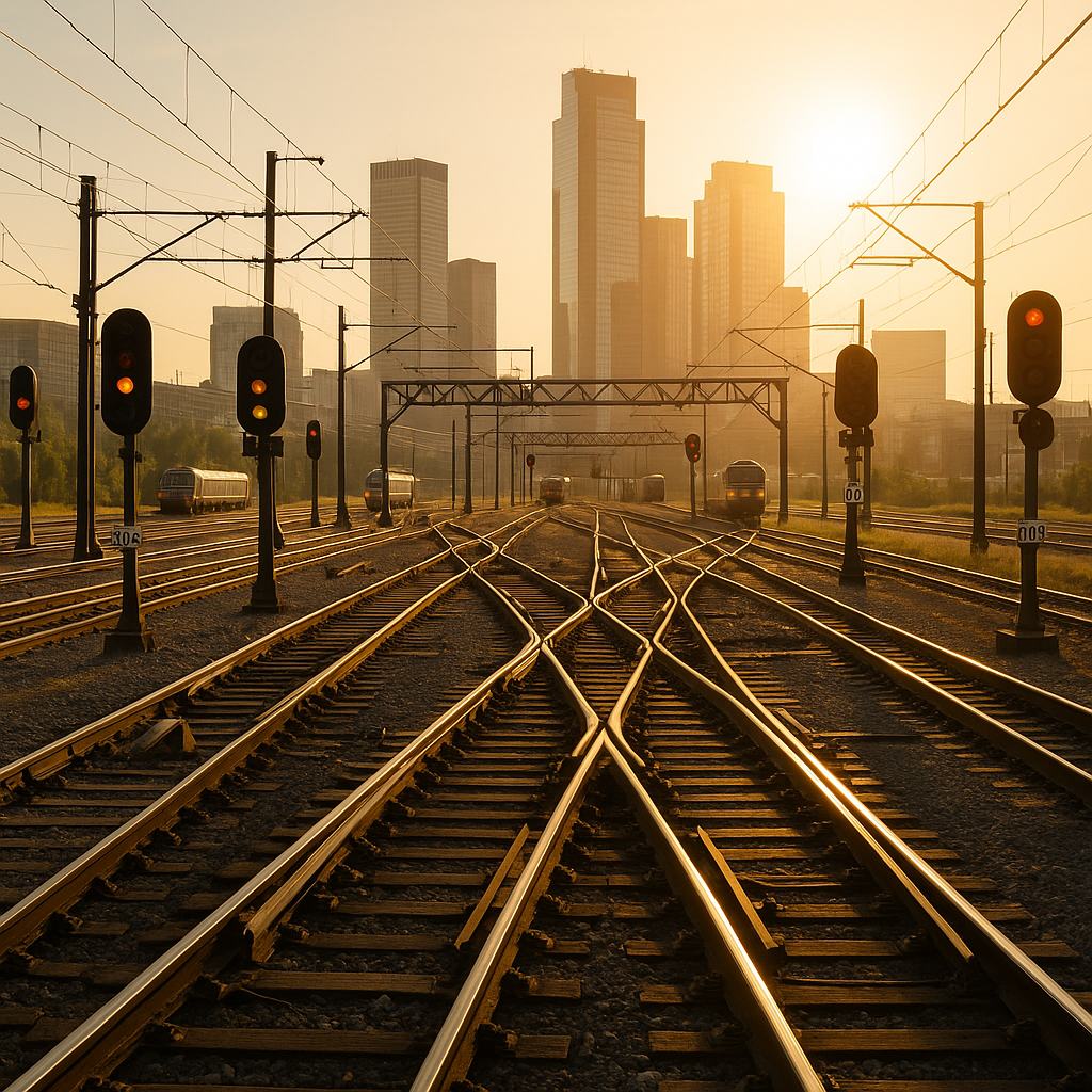 Railroad interlocking with signals and switches
